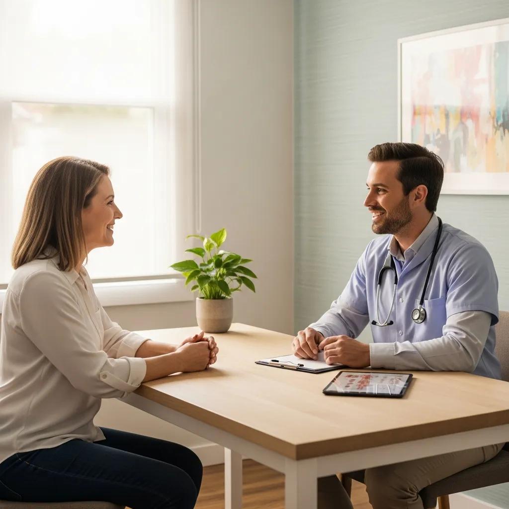 Patient discussing experience with healthcare provider, highlighting satisfaction and professionalism at Tesla Radiological Services, with focus on efficient diagnostic imaging and positive testimonials.