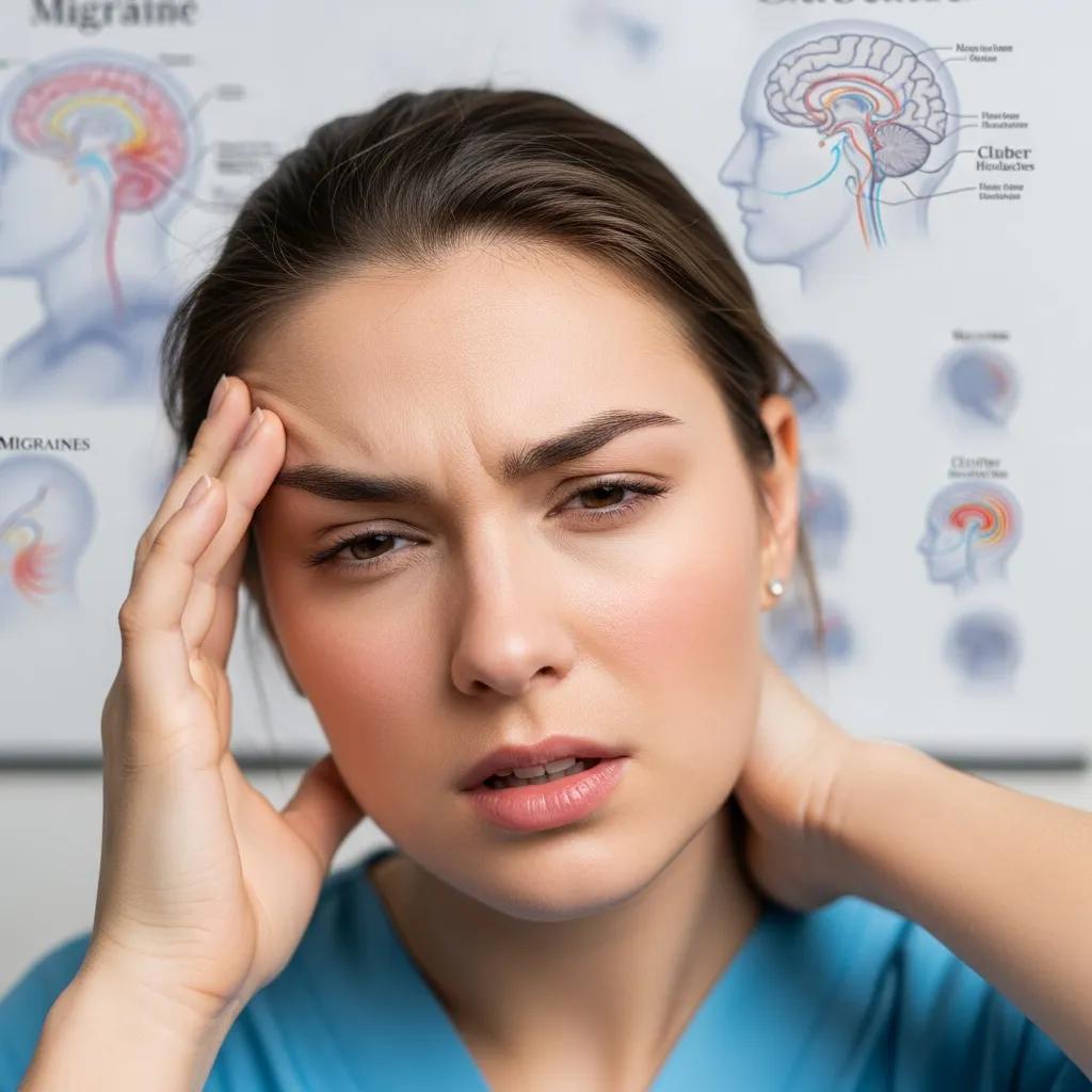 Patient showing signs of severe headache, emphasizing the need for urgent imaging