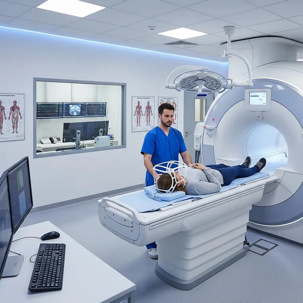 MRI machine in a clinical setting, showcasing its use for abdominal imaging