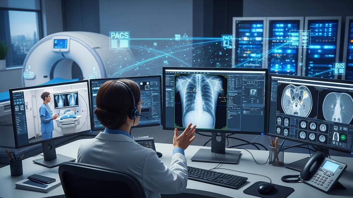Visualization of teleradiology workflow showing integration of imaging systems for faster reporting
